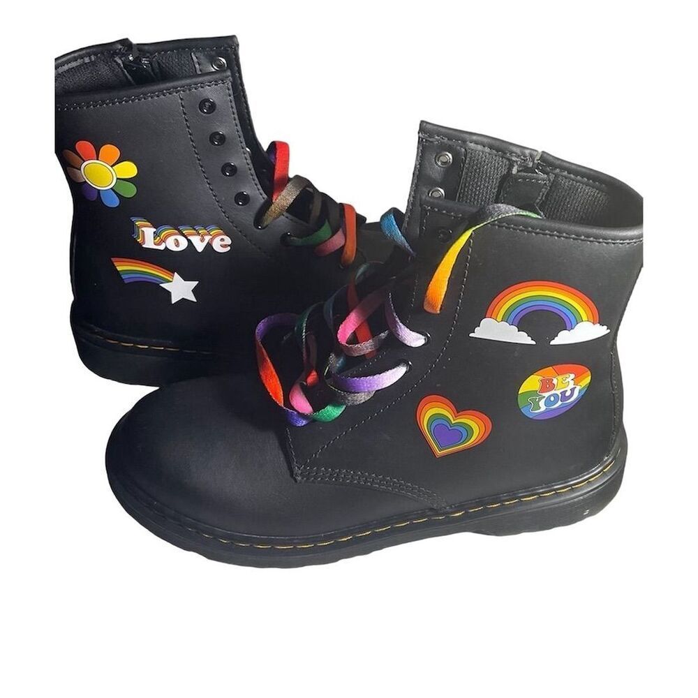 Dr. Martens 1460 Kids Pride Rainbow Lace Up Boots Multicolor - Picture 2 of 8